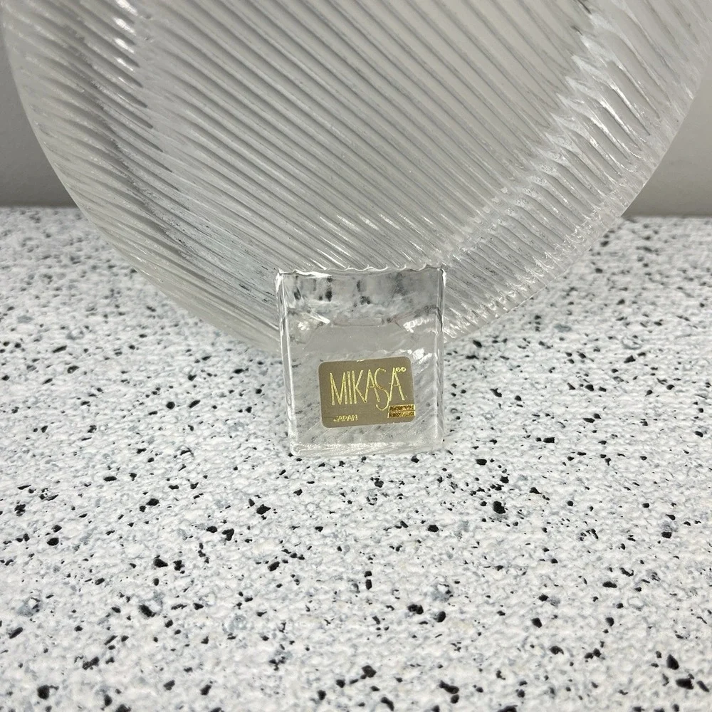 Vintage 80s 90s Mikasa Crystal Chunky Glass Oval Picture Frame 6.5